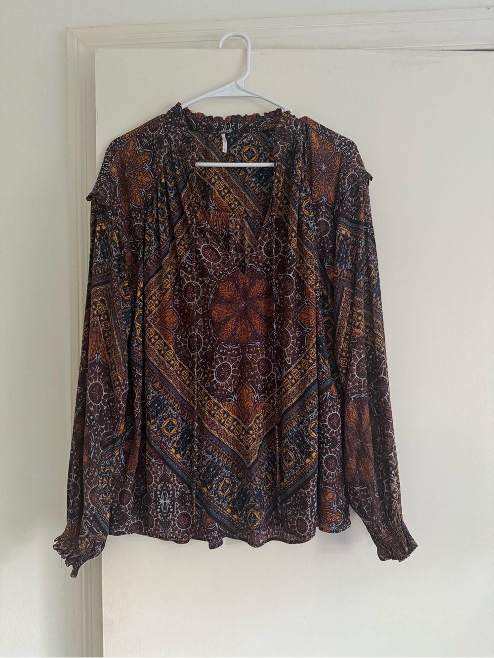Free People Long-Sleeve Peasant Top - purple Multi